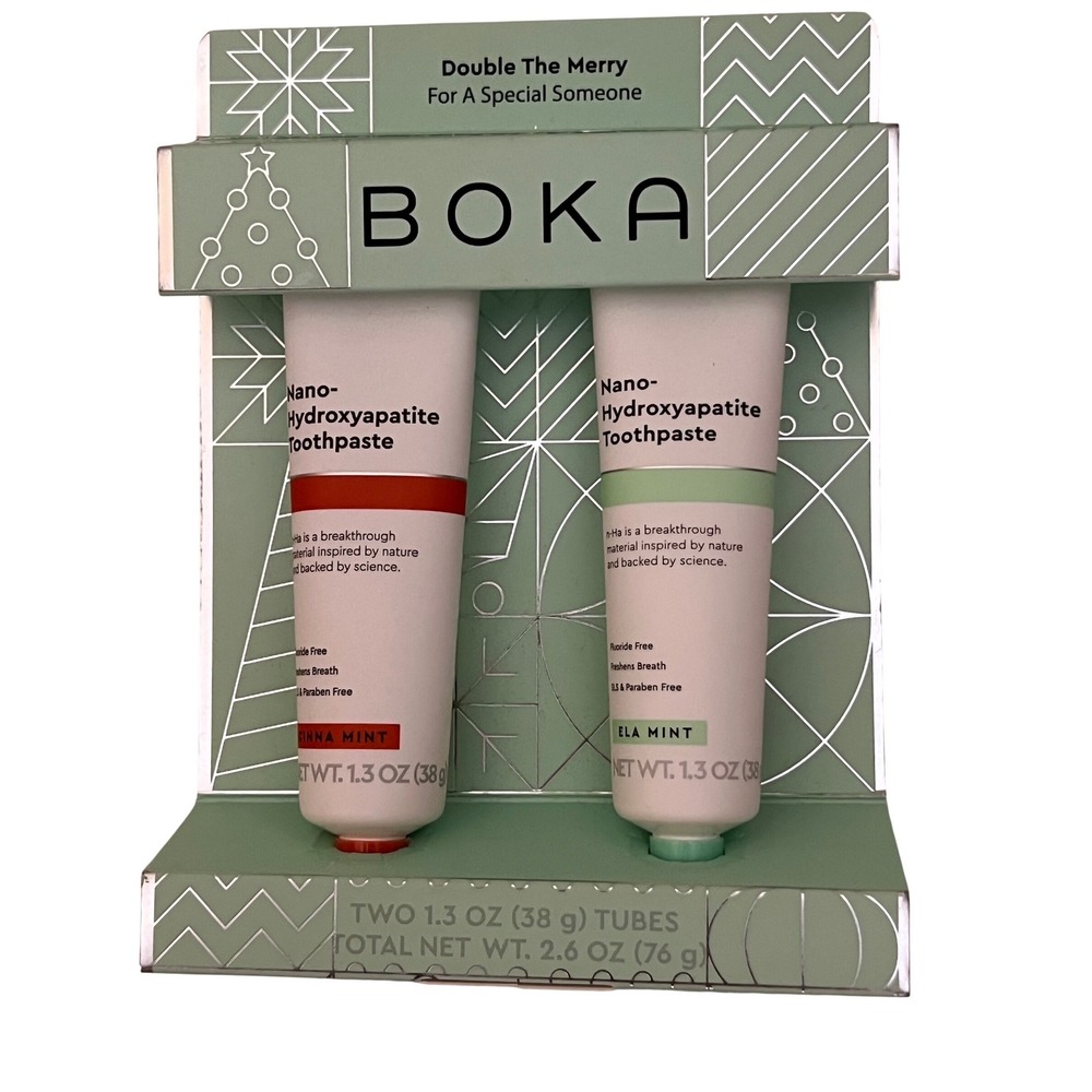 NEW Boka Nano Hydroxyapatite Toothpaste Double The Merry Duo Cinnamon Mint